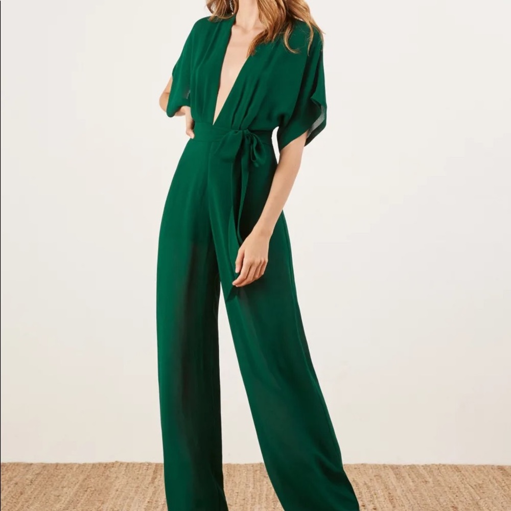 NWOT Reformation Petite Lemongrass Jumpsuit in Emerald